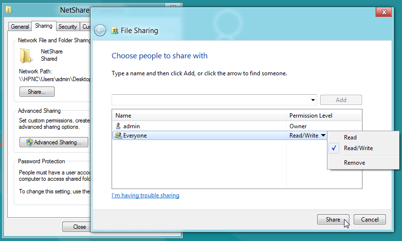 How to Enable File and Folder Sharing on Windows 8